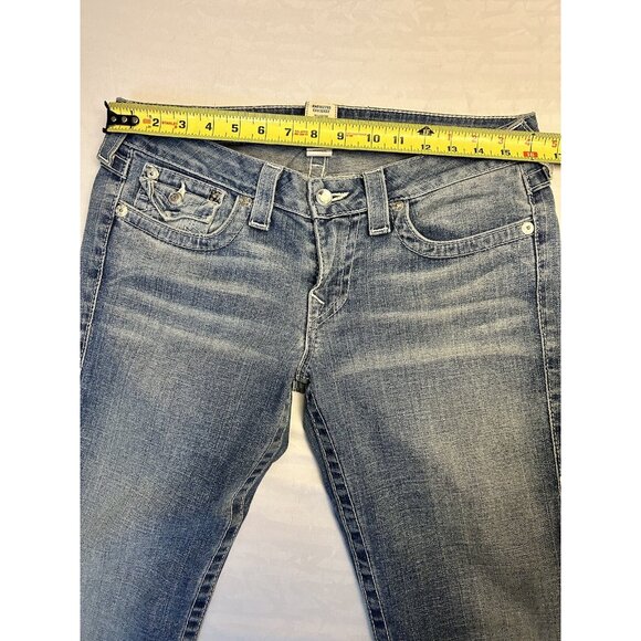 True Religion Disco Billy Big T Jeans Size 31x29 Blue Denim Low Rise Rhinestone - Picture 10 of 11